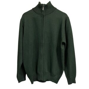 Portabella Full Zip Forest‎ Green Soft Cotton Poly Bland Man’s Sweater Size S